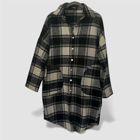 Audrey Black White Checks Shirt Tail Jacket Dress - Picture 15 of 15